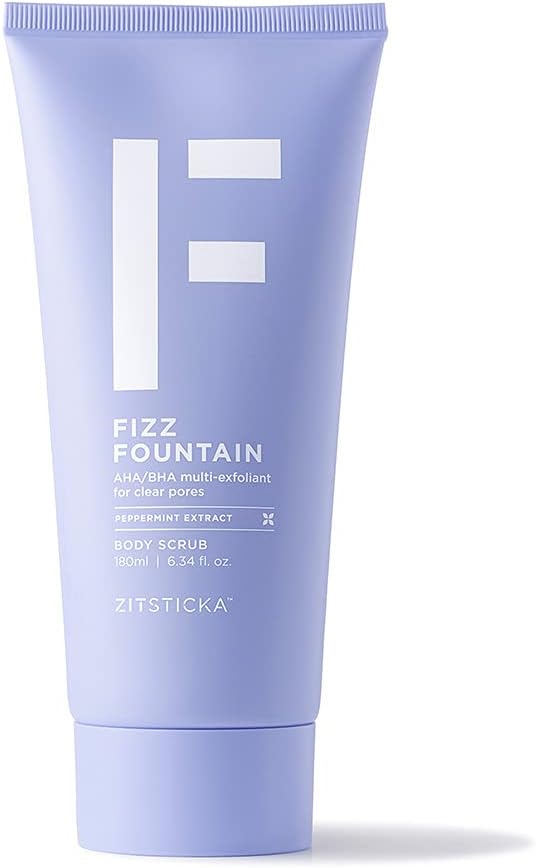 FIZZ FOUNTAIN by ZitSticka - AHA/BHA Body Scrub Exfoliant for Acne-Prone Skin, Clear Pores