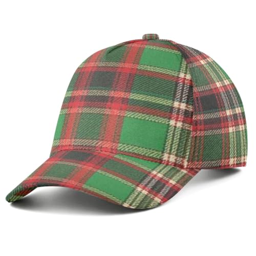Gorra de béisbol con estampado Evergreen Plaid completo y visera deportiva
