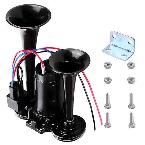 MTRPS - Bocina de aire para coche de 12 V, 120 DB súper fuerte doble trompetas con compresor, bocinas de...