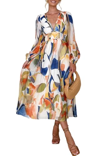 Maxigerui Women's Long Sleeve Floral Maxi Dress 2026 Spring Summer