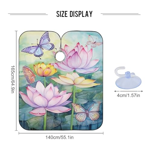 Capa para corte de cabello impermeable profesional Butterflies and Lotus con cierre ajustable de broche para barbería y estilismo miniatura 3