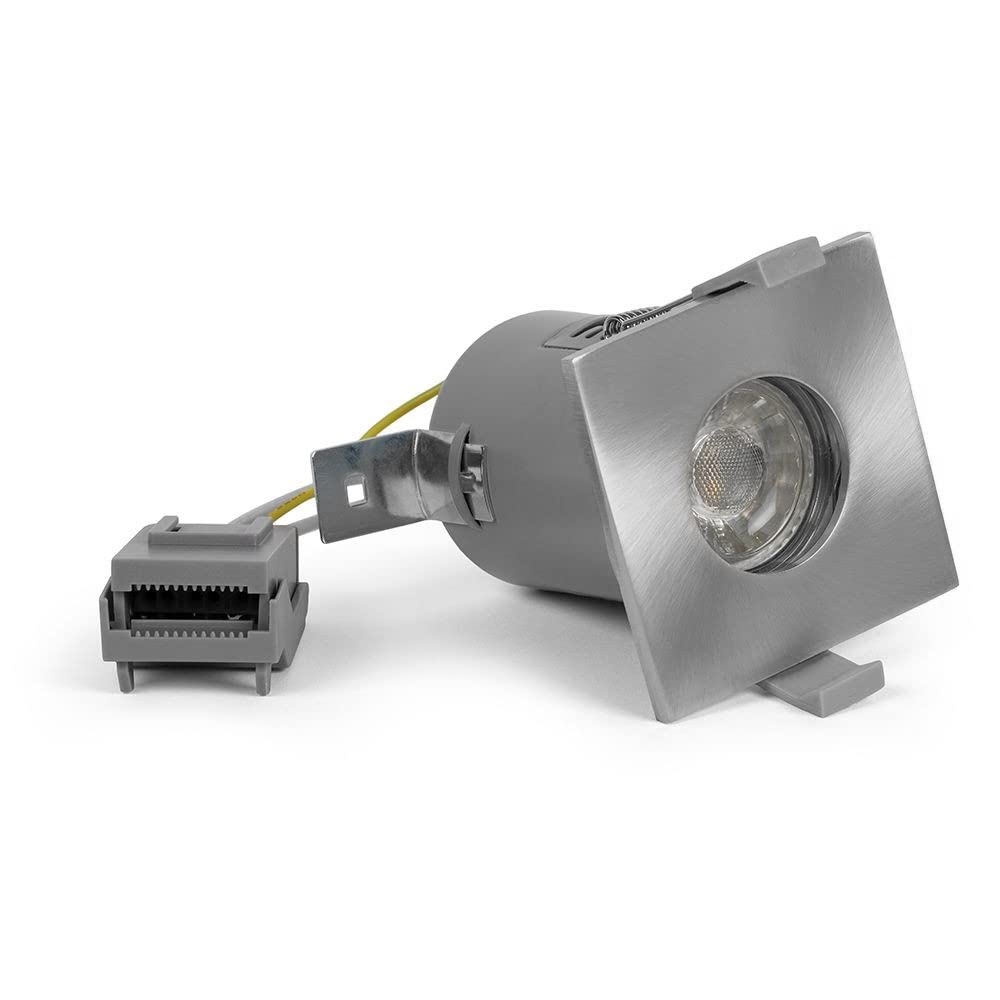 Lieber Brushed Chrome Gu10 Fire Rated Ip65 Square Downlight