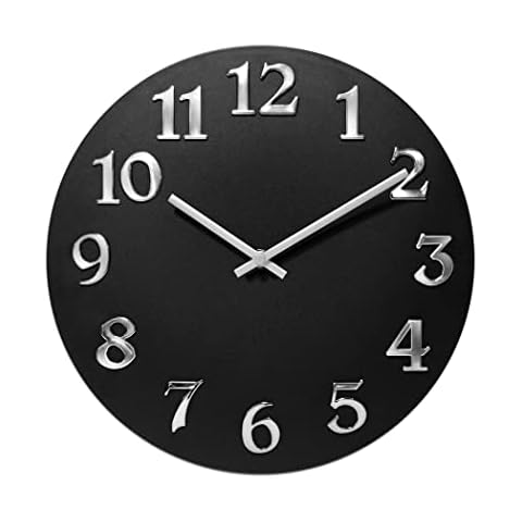 Infinity Instruments Vogue, Modern Matte Finish Open Face Wall Clock, Stunning Easy to Read Metal Hands and Numbers, Easy Hang Keyhole Design, 12 Inch, Black/Silver… Cover