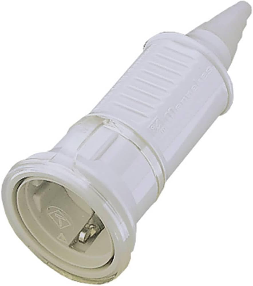 MENNEKES 10751 SCHUKO Connector with Grommet and Lid, IP 44 Protection, 2P+E Pole, 16 A Current, 230V, Grey