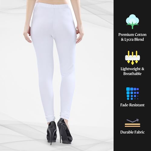 Image of TRASA Ultra Soft Cotton 4 Way Stretchable Churidar Solid Regular and Plus 20 Colours Leggings for Womens and Girls -Sizes :-M, L, XL, 2XL, 3XL, 4XL, 5XL, 6XL