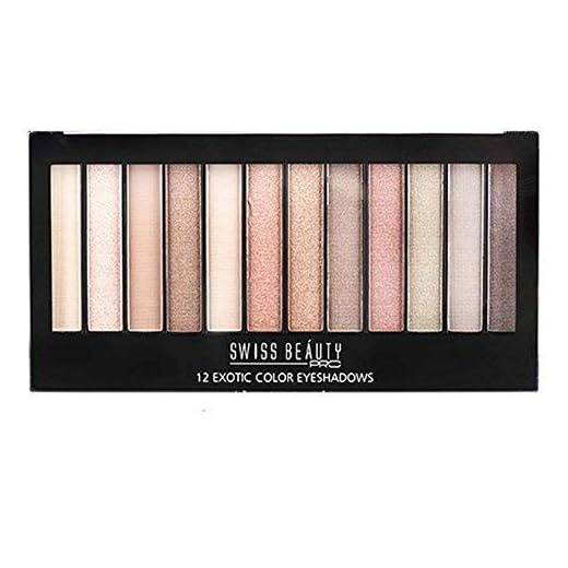 Swiss Beauty Pro Fearless Exotic Color Eyeshadow Matte, Semi-Matte & Shimmering Eyeshadow (18g, 12 Pieces)