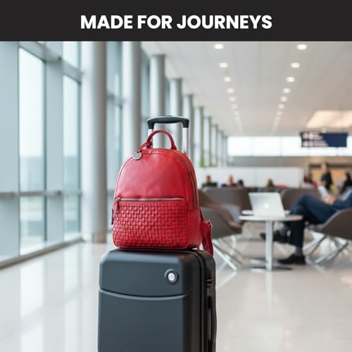 Image of Genuine Leather Backpack for Men, Casual Backpack for Women Office Bag with Adjustable Shoulder Strap (VL-054-RED)
