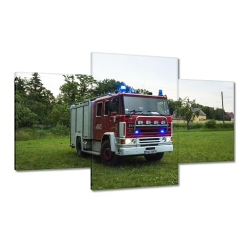 Peinture imprimée sur toile camion de pompiers pour chambre enfant 100x60