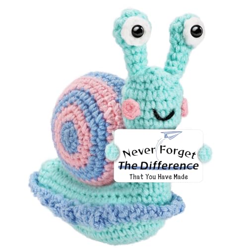 Inspirational Snail Thanksgiving Christmas Gifts for Teacher Coworker Employee or People with Depression, Unique Positive Crochet Animals, Thank You Present Home Decorations for Birthday Retirement