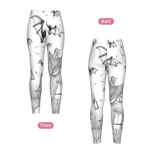 Leggings de Halloween con estampado de murciélagos en tejido elástico no moldeable 5