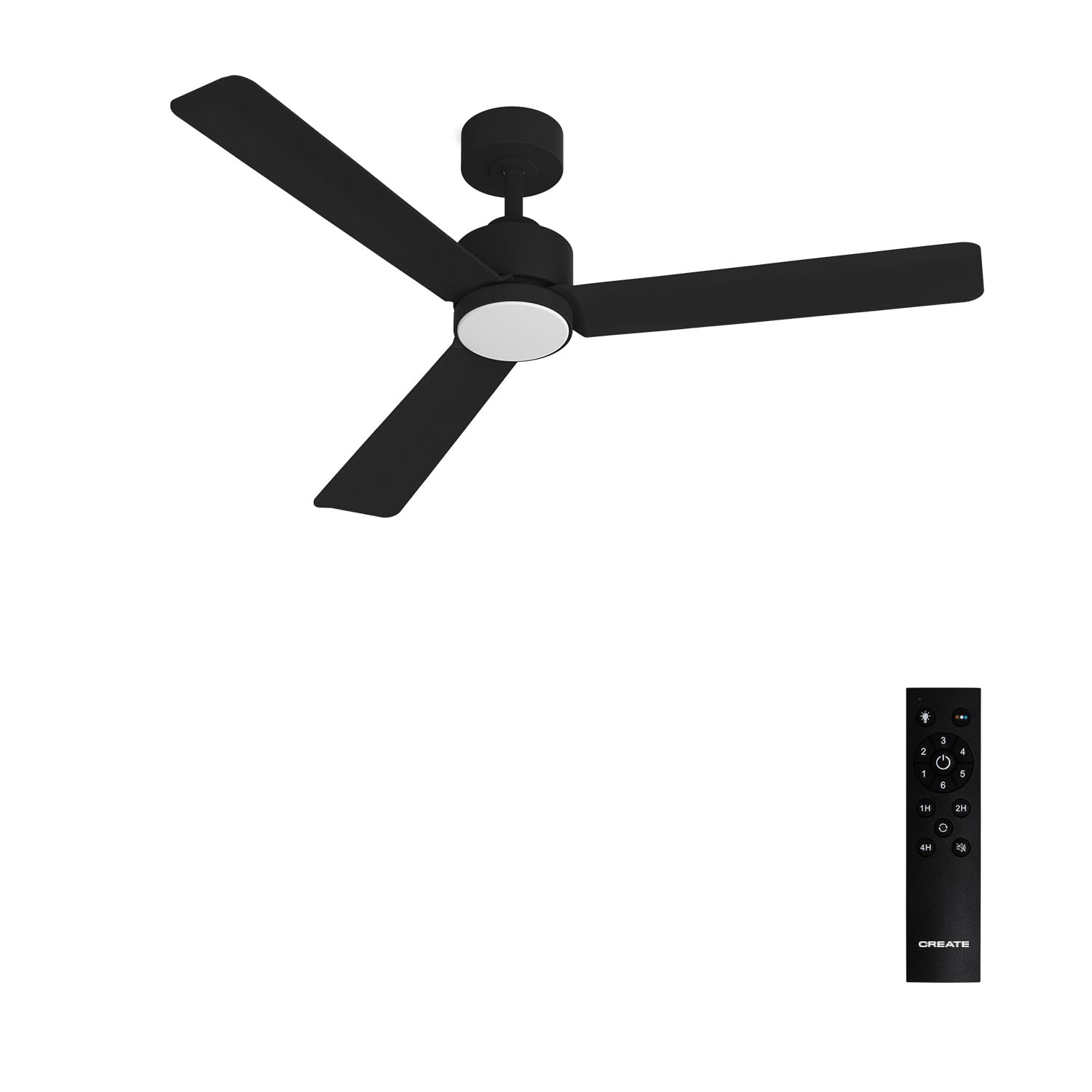 CREATE / WIND MODERN M/​Ventilador de techo con luz negro con mando / 40W, Luz LED 3 temperaturas, Ø132 cm, programable, 6 velocidades, función verano-​invierno