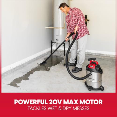 Image of Vacmaster DVOM204S 1101 4-Gal 20V Cordless Stainless-Steel Wet /Dry Vac Red