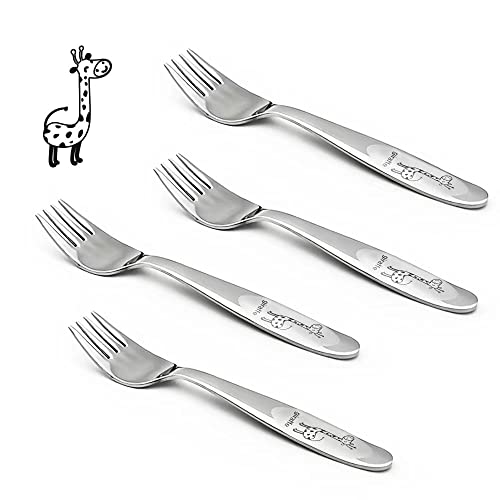 BLUEWIND ステンレススチール子供用スプーンとフォーク2個パック 子供と幼児用具セット 子供に安全な食器セット パッケージにはスプーン1本とフォーク1本が含まれます 家庭やプレッシェール用（Amazon）
