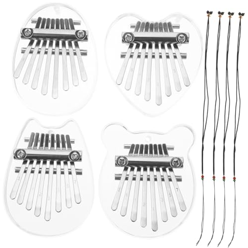 FUNOMOCYA 8-tone Mini Thumb Piano Portable Finger Piano for Boys and Girls Symmetry Design 4pcs Acrylic Music Toys