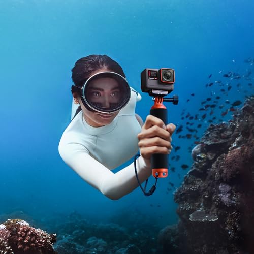 Insta360 Floating Hand Grip, Buoyant Mount with Non-Slip Handle, Compatible Ace, Ace Pro, Ace Pro 2, GO 3, GO 3S, GO Ultra, X2, X3, X4, X5 Action Cameras, Black & Orange