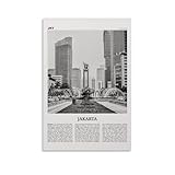 Jakarta-Druck, Schwarz-Weiß-Straße, Jakarta-Wandkunst, 