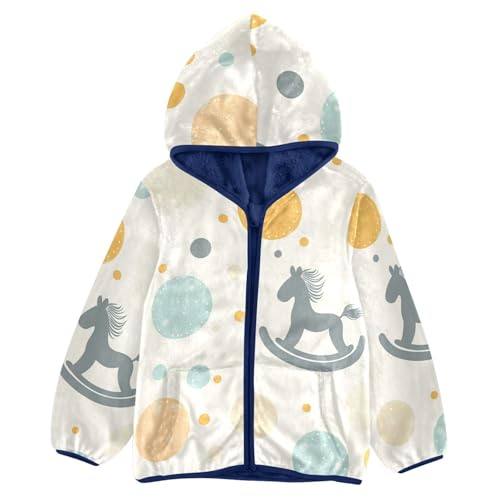 Baby Rocking Horse Girls Fleece Jacket Girls Fall Jacket Girls Zip Up Hoodie Girls Sherpa Jacket 2-10T