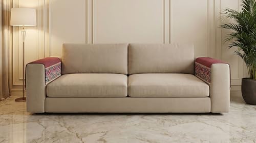 Image of Velvet Sofa Arm Cover Set of 2 Pcs | Anti Skid Anti Slip | Plain Onion Pink | Washable Armrest Protector