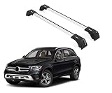 ERKUL Roof Rack Cross Bars for Mercedes Benz GLC 2016-2022 (Not fit GLC Coupe)| Aluminum Crossbars with Anti Theft Lock for Rooftop | Compatible with Flush Rails - Silver