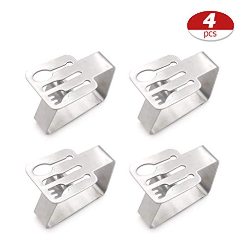 Bozaap Table Cloth Clips,4 Pieces Stainless Steel Anti-slip Table Cover Clamps Decorative Tablecloth Clips Holders for Home Picnic BBQ Wedding Party