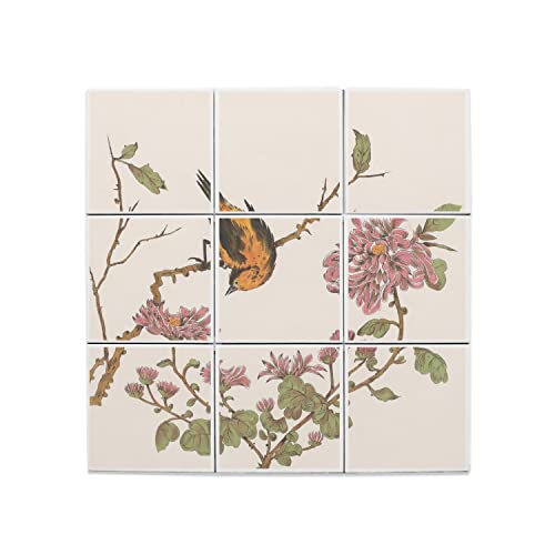 Carreaux Céramique Décoratif Oiseau motif estampe floral style tissu nippon