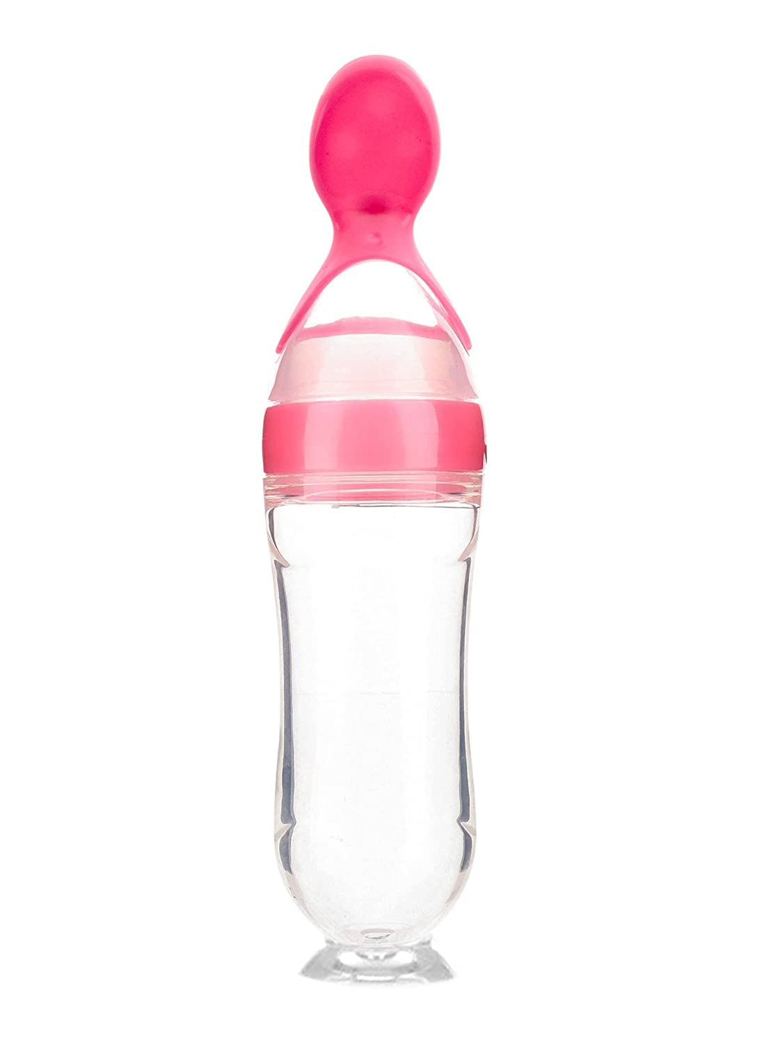 NEPEE Bottle Spoon Baby Feeding Cereal, Rice, Supplement with Dispensing Feeder (Pink)