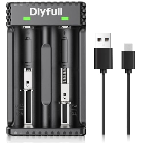 18650 Battery Charger, Dlypow 2 Bays Battery Charger with Auto-Charging Current for IMR/ICR Li-ion 22650 18650 18490 17500 RCR123 14500 and 1.2V Ni-MH Ni-CD AA AAA Rechargeable Batteries