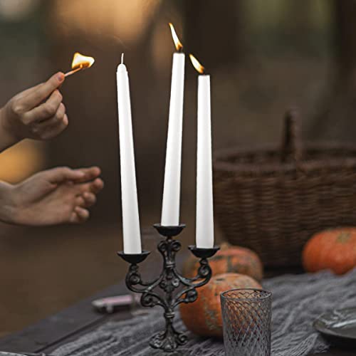 30 Pack Tall White Taper Candles - 10 Inch White Dripless, Unscented Dinner Candle - Paraffin Wax With Cotton Wicks - 7.5-8 Hour Burn Time #TOP2