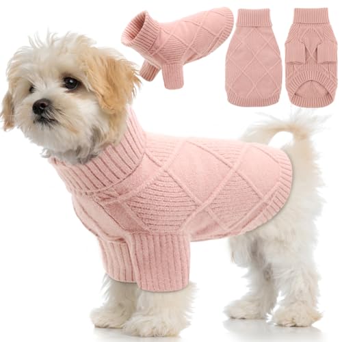 EMUST-Cat-Sweater-Elastic-Extra-Small-Dog-Sweater-with-Sleeve-for-Fall-Winter-Warm-Puppy-Sweaters-for-Small-Dogs-for-Holiday-Pink-XS