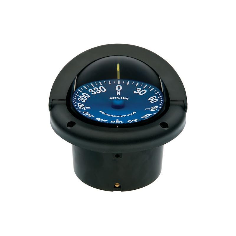 Part Synergy Compass Black 12 Volt Green LED Flush Mount 3-3/4 Inch PowerDamp Plus Blue Open Face Dial 4 To 5 Inch Mounting Hole 5-5/32 Inch Overall Height