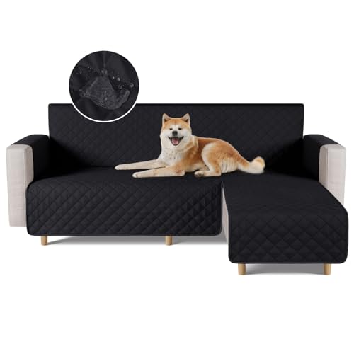 TAOCOCO 防水 カウチソファカバー フロアソファカバー コーナーソファカバー ソファーベッドカバー オットマンカバー コンパクト L字 肘付き 2人3人掛け 犬猫対策 毛髪不粘着 滑り止め 替えソファカバー 防塵 汚れ防止 傷防止 爪とぎ防止 おしゃれ ソファーカバー インテリア マルチカバー 四季適用 撥水加工 丸洗い可能 (ブラック色, 2+2人掛け)