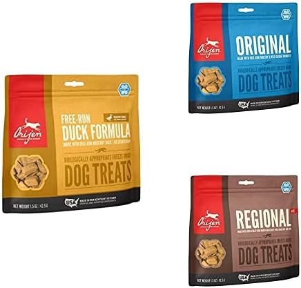 ORIJEN Freeze Dried Dog Treats, Grain Free, High Protein, Made in USA, Free-Run Duck, 1.5 oz + Treats