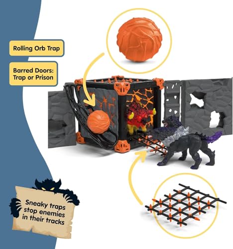 Image of Schleich Eldrador Creatures - 71 PC BattleCave Arena Lava Vs. Shadow Playset - Interactive Lava Bull and Shadow Hound Set - Animal Monster Figurines for Boys and Girls - Toys for Kids Ages 7+ | 42673