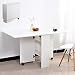 BAKAJI Tavolo da Pranzo Scrivania Multiuso Pieghevole Richiudibile Allungabile con Libreria 2 Scomparti Ripiani a Scomparsa e Ruote in Legno MDF Design Moderno 140 x 80 x 74 cm (Bianco)