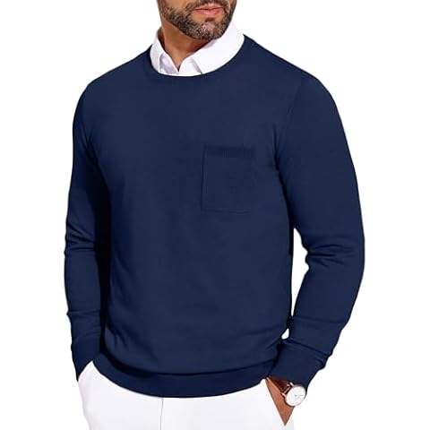 COOFANDY Lightweight Crewneck Jumper with Pocket Cover