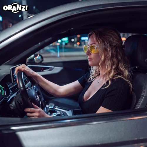 Image of Night Driving Glasses for Men & Women, Yellow Tinted Anti Glare | Fashion High Tech Glasses with Yellow Tinted Lenses for Reduce Harsh Glare to Reduce Eye strain & Improve Night Time Vision