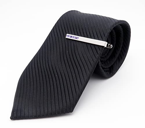 Jonwo Men's Crystal Tie Clip Silver Tone Tie Bar For Gentleman Regular Necktie Tie Clip For Business Anniversary (Purple Crystal) #TOP2