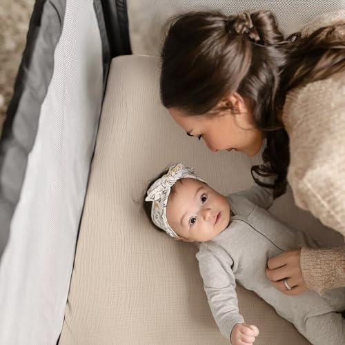 Image of lulumoon Pack and Play Sheets Muslin: Cotton Fitted Sheets for Pack N Play - Soft Playard Sheets for Boys and Girls 2Pack