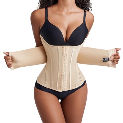 MISTHIN Waist Cincher Shaperwear for Womem Full Body Women Double Belt Wrap Corset Trainer Tummy Control Shaper (Nude, Small)