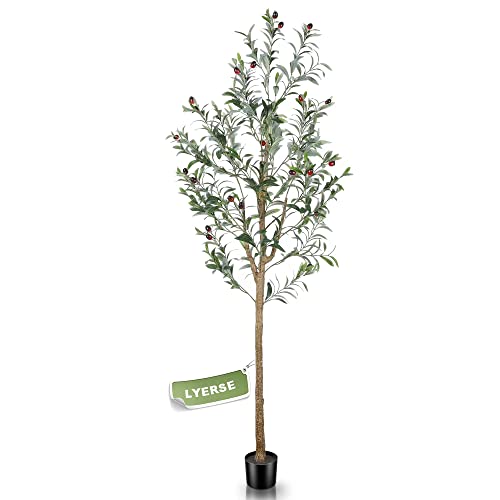 Lyerse 5Ft Artificial Olive Tree Tall Fake Potted Olive Silk Tree With Planter Large Faux Olive Branches And Fruits Artificial Tree For Office House Living Room Home Decor #TOP24