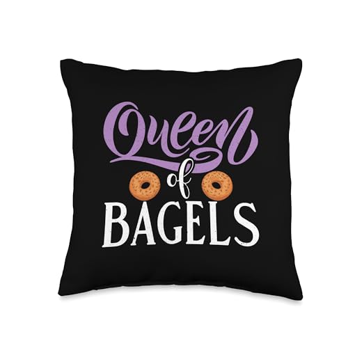 Queen of Bagels funny Bagel Throw Pillow
