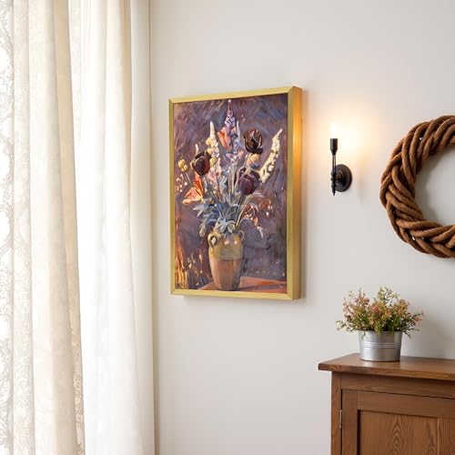 Image of Square 20x20 Solid Wood Canvas Floater Frame, Wood Floating Frames, Floater Frame for 0.6 inch-0.8 inch Deep Canvas Paintings (20 inchx20 inch, Gold)