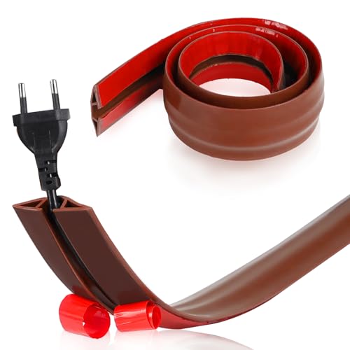 DBREAKS Ponte Autoadesivo per Cavi 5 cm x 1 m, Mini Canalina Flessibile con Alloggiamento, Protezione per Cavi di Alimentazione (Marrone)