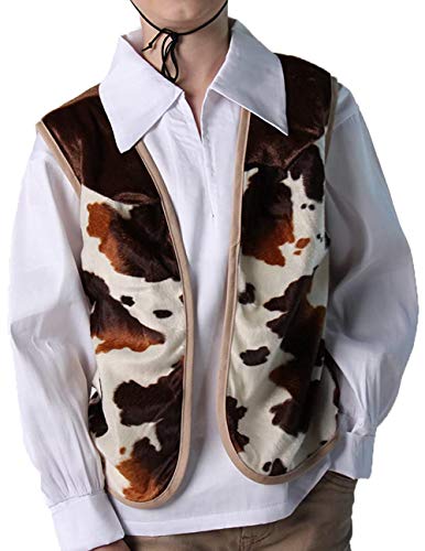 Kids Western Rodeo Cowboy Or Cowgirl Basic Costume Set - Vest, Brown Hat, Bandanna - Size 6-8 #TOP5