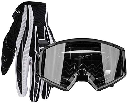 Typhoon Adult Glove & Goggle Combo Motocross Offroad Atv Mx Dirt Bike - Black - Large #TOP6