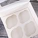 ONE MORE [15pcs] White Paper Cupcake Boxes,Valentines Day Cookie Gift Boxes with Clear Window, Auto-Popup Cupcake Containers Carriers Bakery Cake Box with Insert 4 Cavity (White,15)