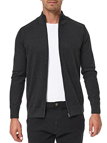 Indicode Herren Lau Strickjacke mit Stehkragen aus 80% Baumwolle | Cardigan für Männer Charcoal Mix, XL