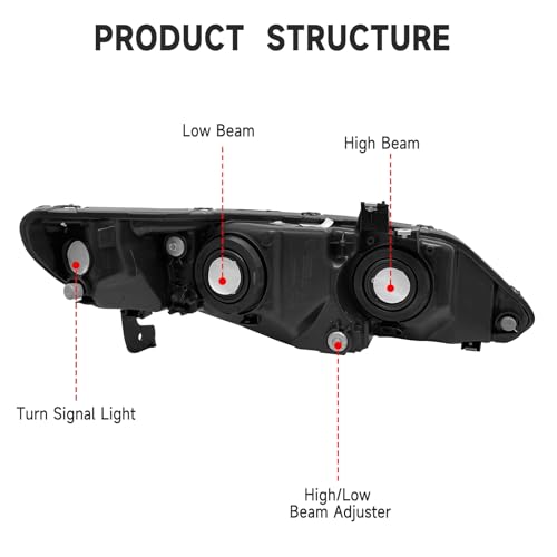 Topautogear TAG-HC06170250 Headlight Assembly For 2006-2011 Honda Civic Headlights With Amber Reflector Headlamp Replacement And Good Sealing,Automotive Headlight Assemblies thumb #3