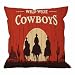 HGOD DESIGNS Cowboy Throw Pillow Cover,Vintage Western Cowboys Riding Horses Wooden Sign Rural Ranch Desert Sunset Decorative Pillow Cases Linen Square Cushion Covers for Home Sofa Couch 18x18 inch