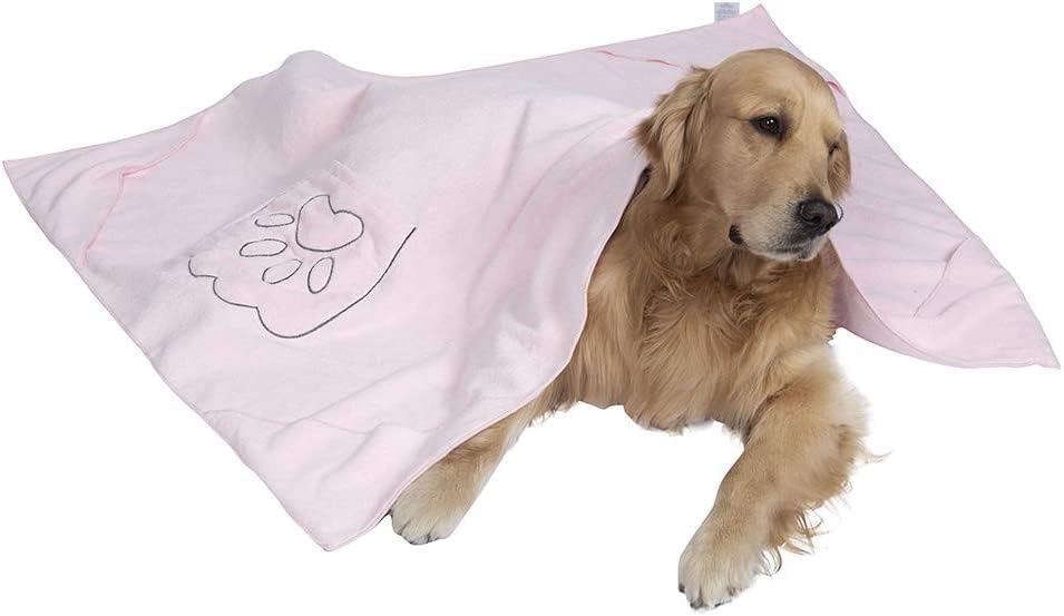 Winthome Dog Towel Super Absorbent Large Microfiber Quick Dry Cat Towel with Hands Pocket Dog Drying Bath Towel for Small Medium Large Dogs and Cats